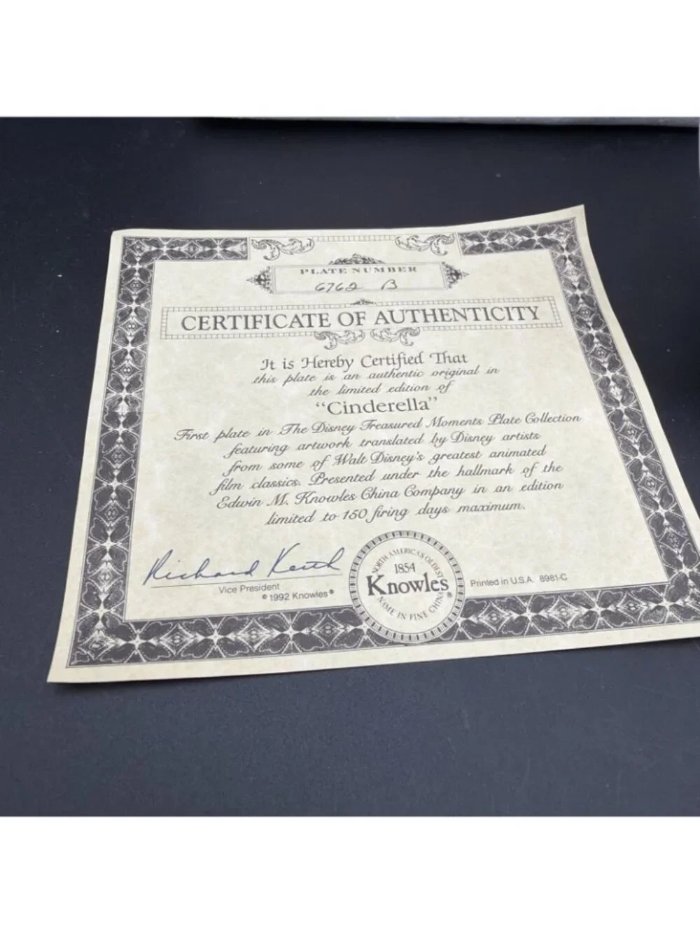 Bradford Exchange Walt Disney Cinderella Treasured Moments Plate 1 COA Box